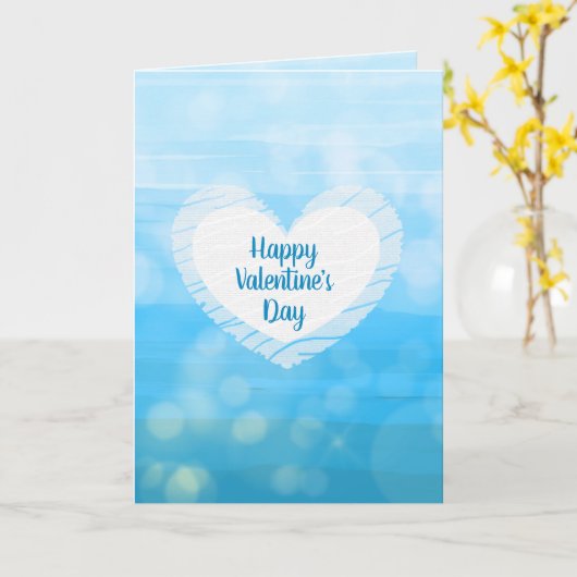 Happy Valentine's Day Blue Ombre Karte (Gelbe Blume)