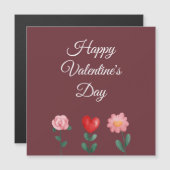Happy Valentine's Day Blume bordeauxrote Karte (Vorne/Hinten)