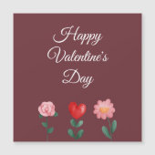 Happy Valentine's Day Blume bordeauxrote Karte (Vorderseite)