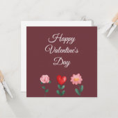 Happy Valentine's Day Blume burgundy Skriptkarte Karte (Vorderseite/Rückseite Beispiel)