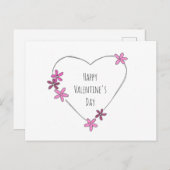 Happy Valentine's Day Blume Herz Postkarte (Vorne/Hinten)