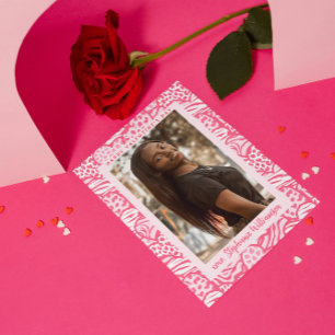 Happy Valentines Day Blush Pink Jungle Heart Foto Feiertagskarte