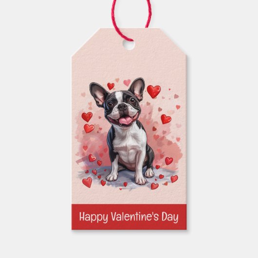 Happy Valentines Day Boston Terrier Dog Geschenkanhänger (Vorderseite)