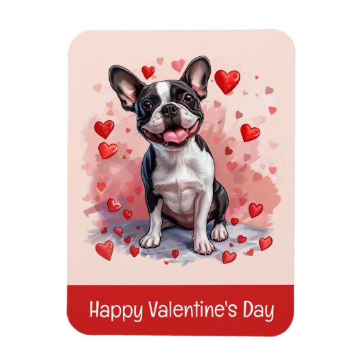 Happy Valentines Day Boston Terrier Dog Magnet (Vertikal)