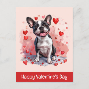 Happy Valentines Day Boston Terrier Dog Postkarte