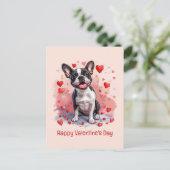 Happy Valentines Day Boston Terrier Dog Postkarte (Stehend Vorderseite)