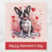 Happy Valentines Day Boston Terrier Dog Weinetikett (Einzelnes Label)