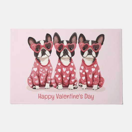 Happy Valentines Day Boston Terrier Dogs Fußmatte (Vorderseite)