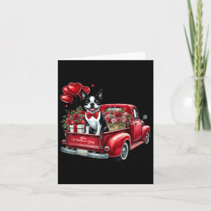 Happy Valentines Day Boston Terrier Truck Herzlich Karte