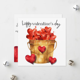Happy Valentine's Day Bucket of Hearts and Liebe Feiertagskarte