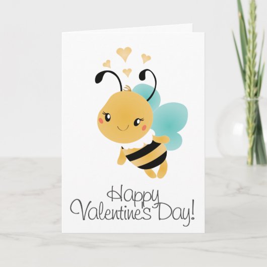 Happy Valentines Day Bumblebee Yellow Black Karte (Vorderseite)