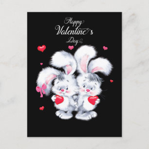 Happy Valentine's Day Bunnies Feiertagspostkarte