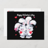 Happy Valentine's Day Bunnies Holiday Postkarte (Vorne/Hinten)