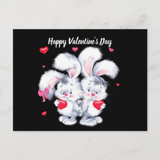 Happy Valentine's Day Bunnies Holiday Postkarte (Vorderseite)