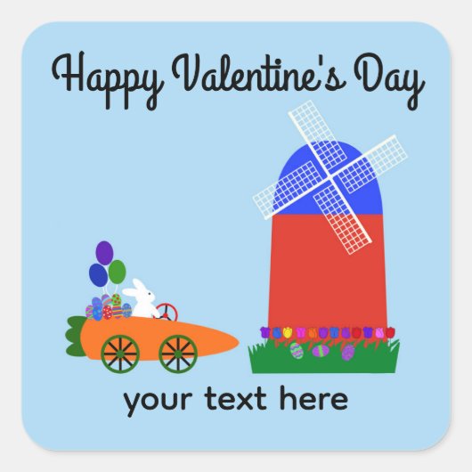 Happy Valentine's Day Bunny Carrot Car #4 Stickers (Vorderseite)