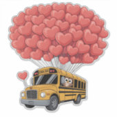 Happy Valentine's Day Bus with Owl Aufkleber (Vorderseite)