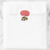 Happy Valentine's Day Bus with Owl Quadratischer Aufkleber (Tasche)