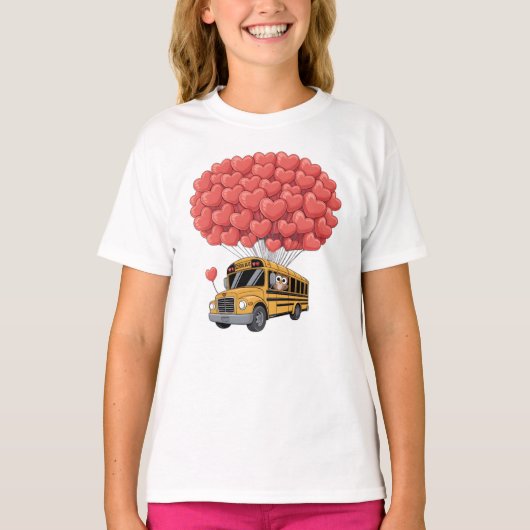 Happy Valentine's Day Bus with Owl T-Shirt (Vorderseite)