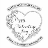 Happy Valentine's Day Business Name Website Aufkleber (Vorderseite)