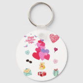 Happy Valentine's Day Button Schlüsselanhänger. Schlüsselanhänger (Vorderseite)