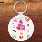 Happy Valentine's Day Button Schlüsselanhänger. Schlüsselanhänger (Vorderseite)