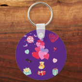 Happy Valentine's Day Button Schlüsselanhänger. Schlüsselanhänger (Vorderseite)
