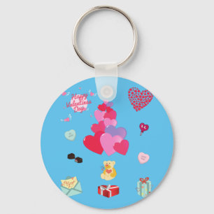 Happy Valentine's Day Button Schlüsselanhänger. Schlüsselanhänger