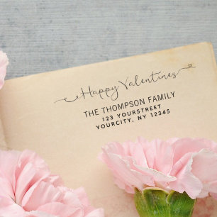 Happy Valentines Day Calligrafy Rücksendeadresse Permastempel