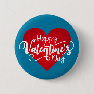 Happy Valentine's Day Calligraphy  Button