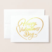 Happy Valentine's Day Calligraphy Folienkarte (Vorderseite mit Umschlag)