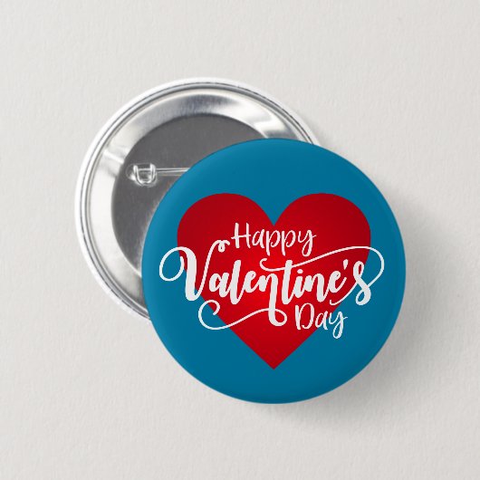 Happy Valentine's Day Calligraphy | Schaltfläche B Button (Vorne & Hinten)