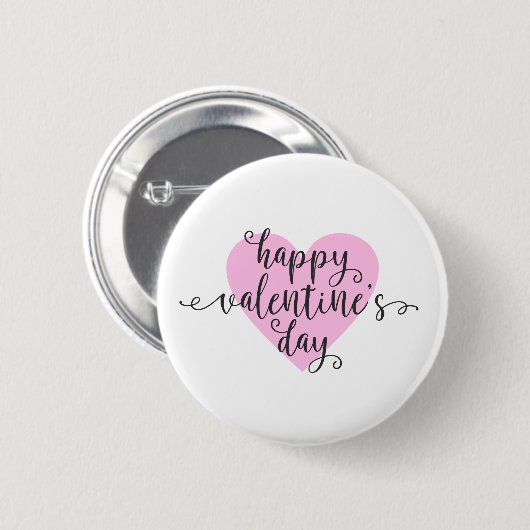 Happy Valentine's Day Calligraphy | Schaltfläche B Button (Vorne & Hinten)