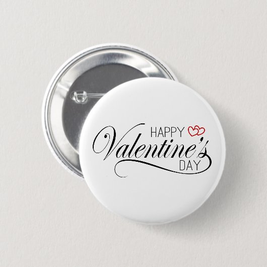 Happy Valentine's Day Calligraphy | Schaltfläche B Button (Vorne & Hinten)
