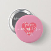 Happy Valentine's Day Calligraphy | Schaltfläche B Button (Vorne & Hinten)
