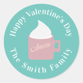 Happy Valentines Day Camp Feuerschokolade Runder Aufkleber