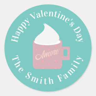 Happy Valentines Day Camp Feuerschokolade Runder Aufkleber
