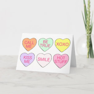 Happy Valentine's Day Candy Conversation Hört Feiertagskarte