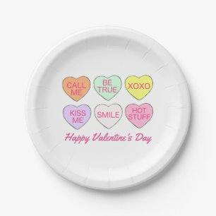 Happy Valentine's Day Candy Conversation Hört Pappteller