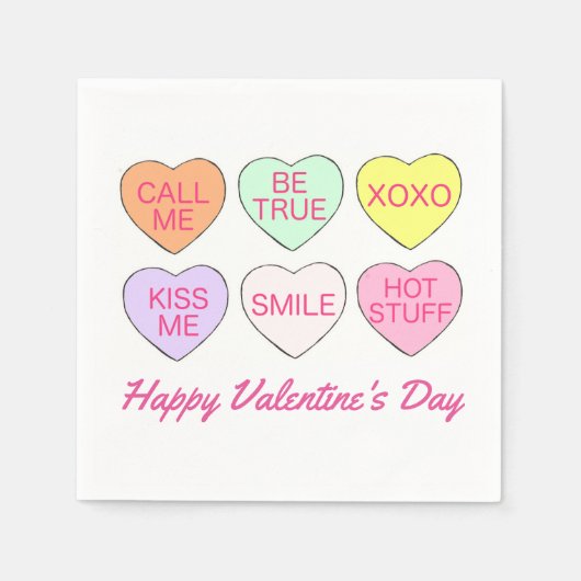 Happy Valentine's Day Candy Conversation Hört Serviette (Vorderseite)