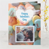 Happy Valentine's Day Candy Hearts Foto-Karte Karte (Gelbe Blume)
