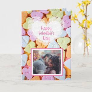 Happy Valentine's Day Candy Hearts Foto-Karte Karte