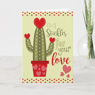Happy Valentines Day Card Cactus Hearts Typografy Feiertagskarte