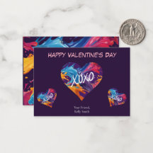 Happy Valentine's Day Card Colorful Heart XOXO-