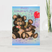 Happy Valentine's Day Card Couple Bear Liebe Hug Karte (Vorderseite)