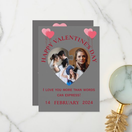 Happy Valentine's Day Card Dankeskarte (Vorderseite/Rückseite Beispiel)