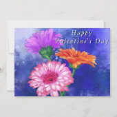 Happy Valentine's Day Card Drei farbige Gerberas (Vorderseite)