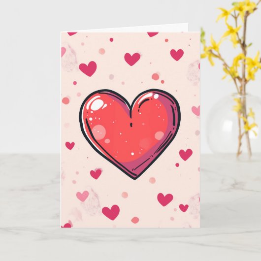 Happy Valentine's Day Card - Gemäldetes Herz Karte (Gelbe Blume)