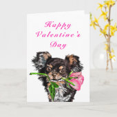 Happy Valentine's Day Card Haustiere mit Rose Karte (Gelbe Blume)