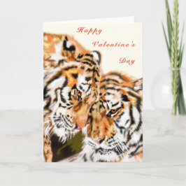 Happy Valentine's Day Card mit Couple Tigers Hug Karte