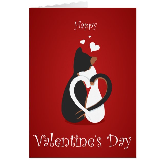 Happy Valentine's Day Card mit Liebe Katzen (Vorne)